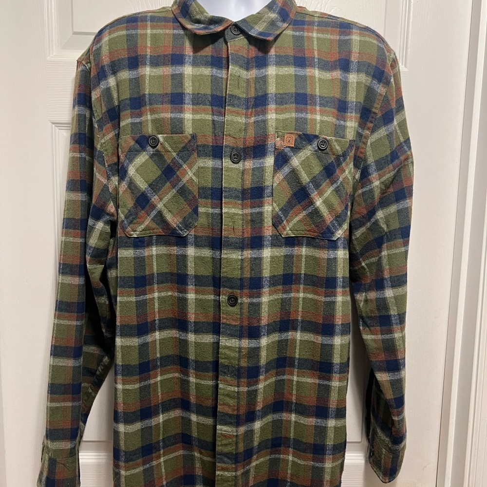 Coleman Green and Blue Plaid Casual Button Down Shirt
